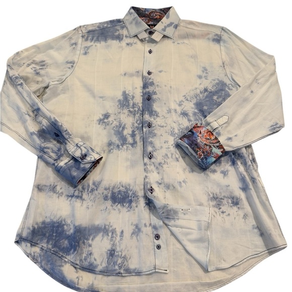 Marcelo Sport Modern Fit Casual Dye Tech Flip Cuffs Mens Button Down Shirt - Picture 1 of 14